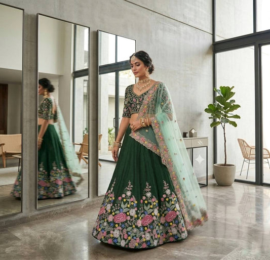 Premium Super Satin Silk Embroidery Lehenga Choli Set
