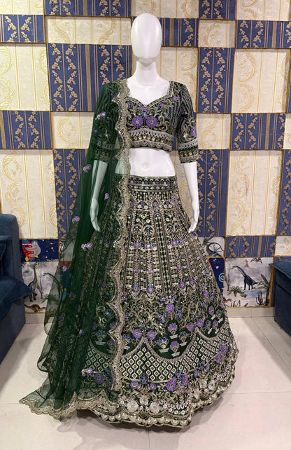 Heavy Mono Satin Silk Lehenga with Coding Sequins Work