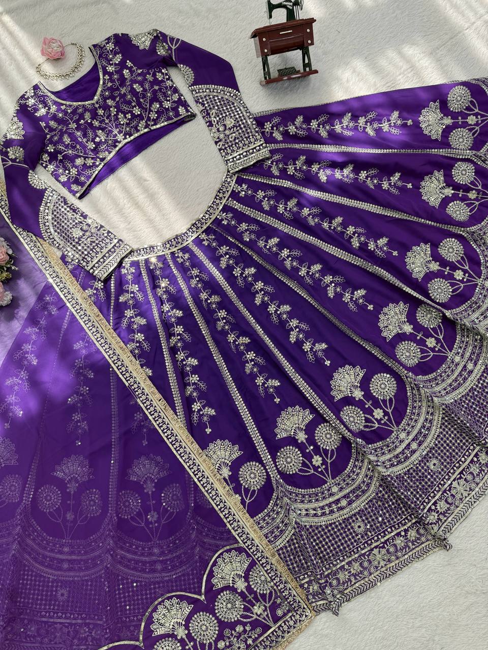 Elegant Faux Georgette Lehenga Choli with Sequence Work