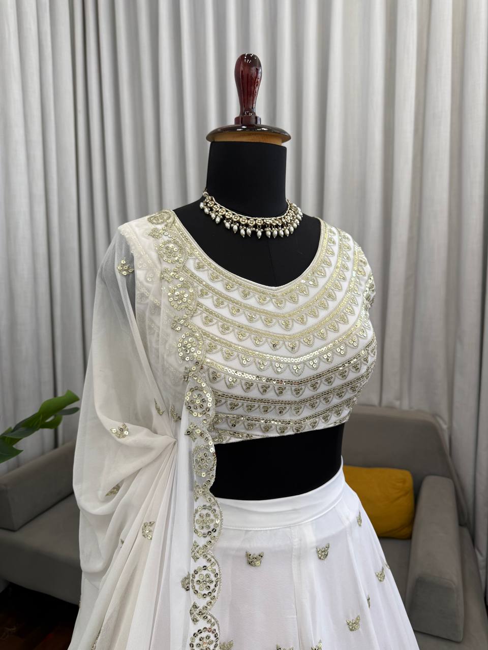 Elegant Faux Georgette Lehenga Choli with Sequence Thread Work