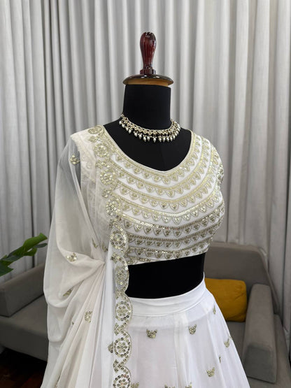 Elegant Faux Georgette Lehenga Choli with Sequence Thread Work