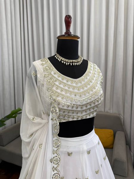 Elegant Faux Georgette Lehenga Choli with Sequence Thread Work