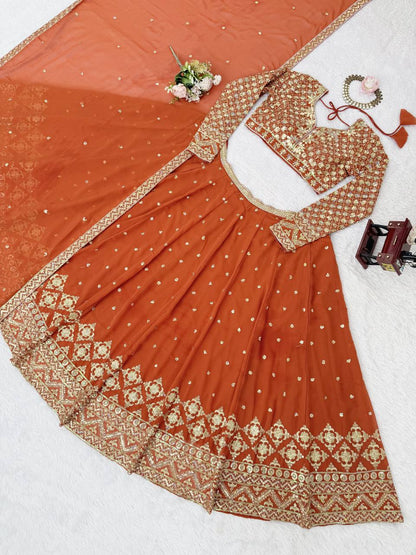 Premium Foux Georgette Lehenga Choli with Intricate Embroidery