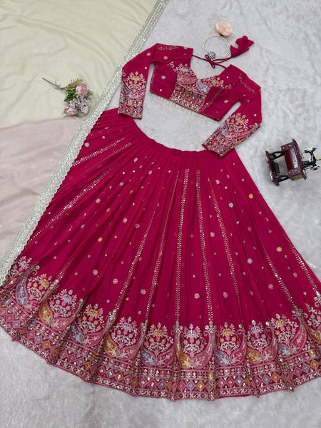 Premium Faux Georgette Lehenga Choli Set with Intricate Embroidery