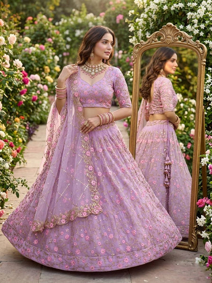Exquisite Soft Butterfly Net Lehenga Choli with Sequins Embroidery
