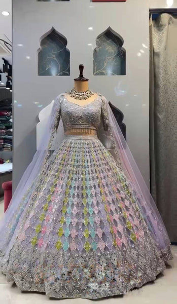 Premium Butterfly Net Lehenga Choli with Real Mirror Sequins Work