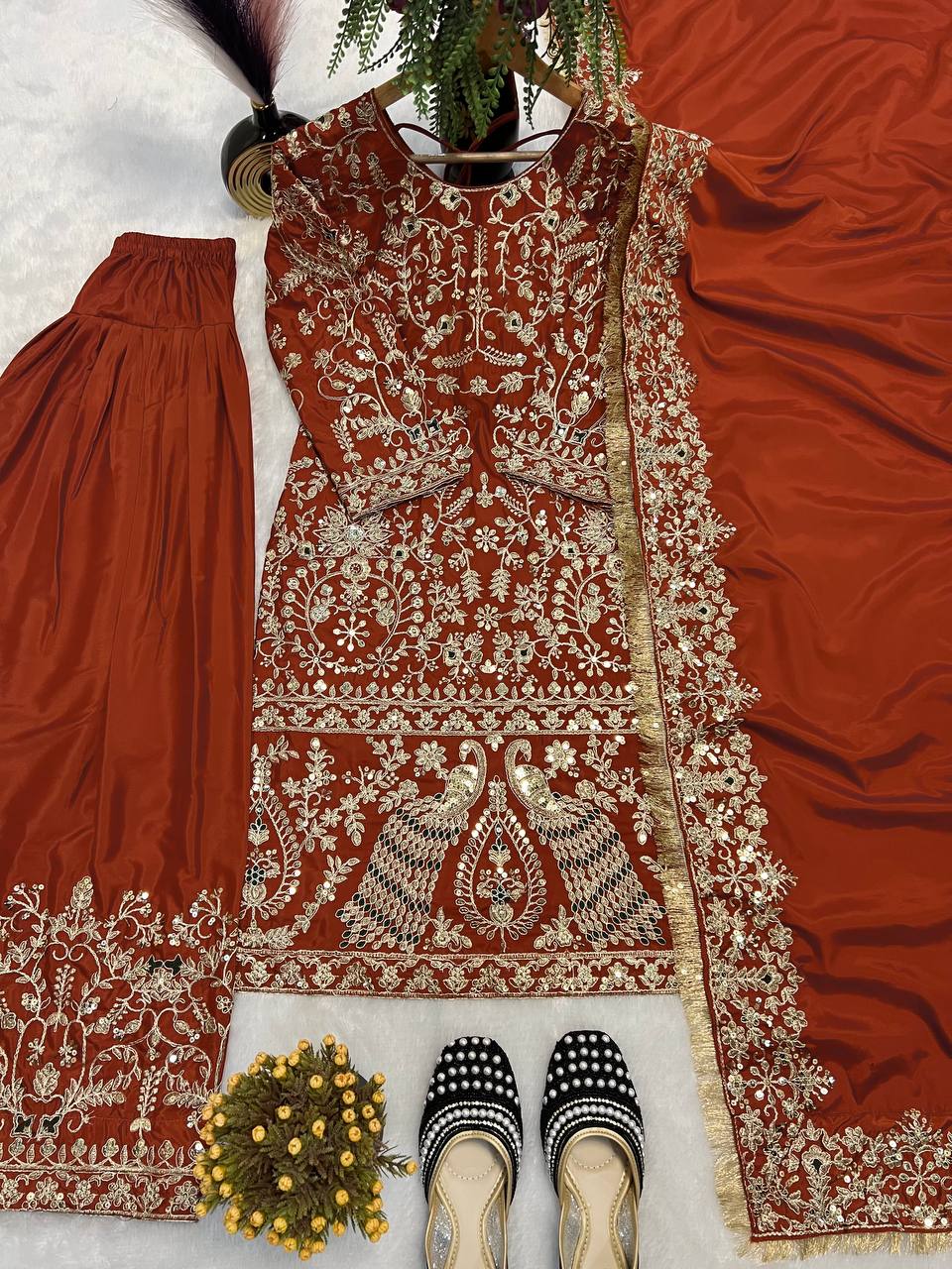 Premium Natural Crepe Silk Farshi Salwar Suit