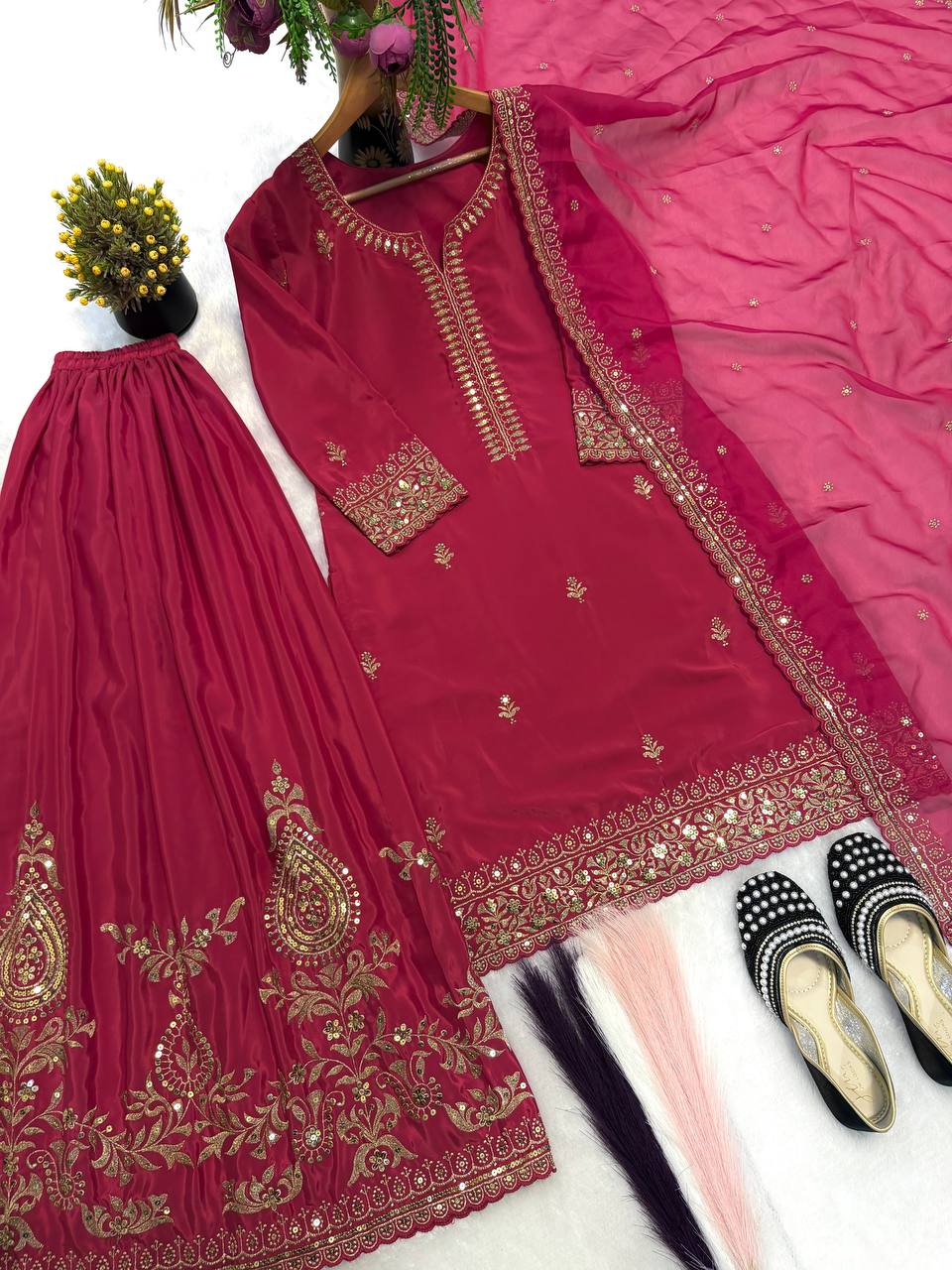 Elegant Heavy Embroidered Sharara Set