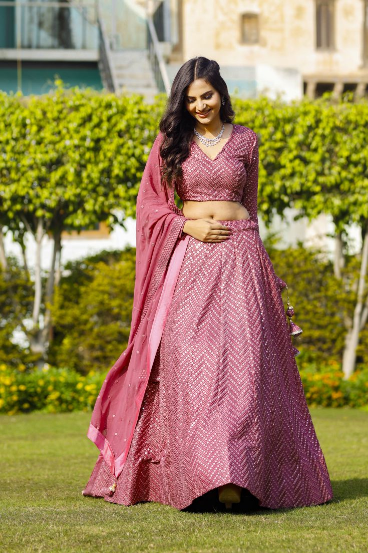 Royal Sequin Embroidered Georgette Lehenga Set