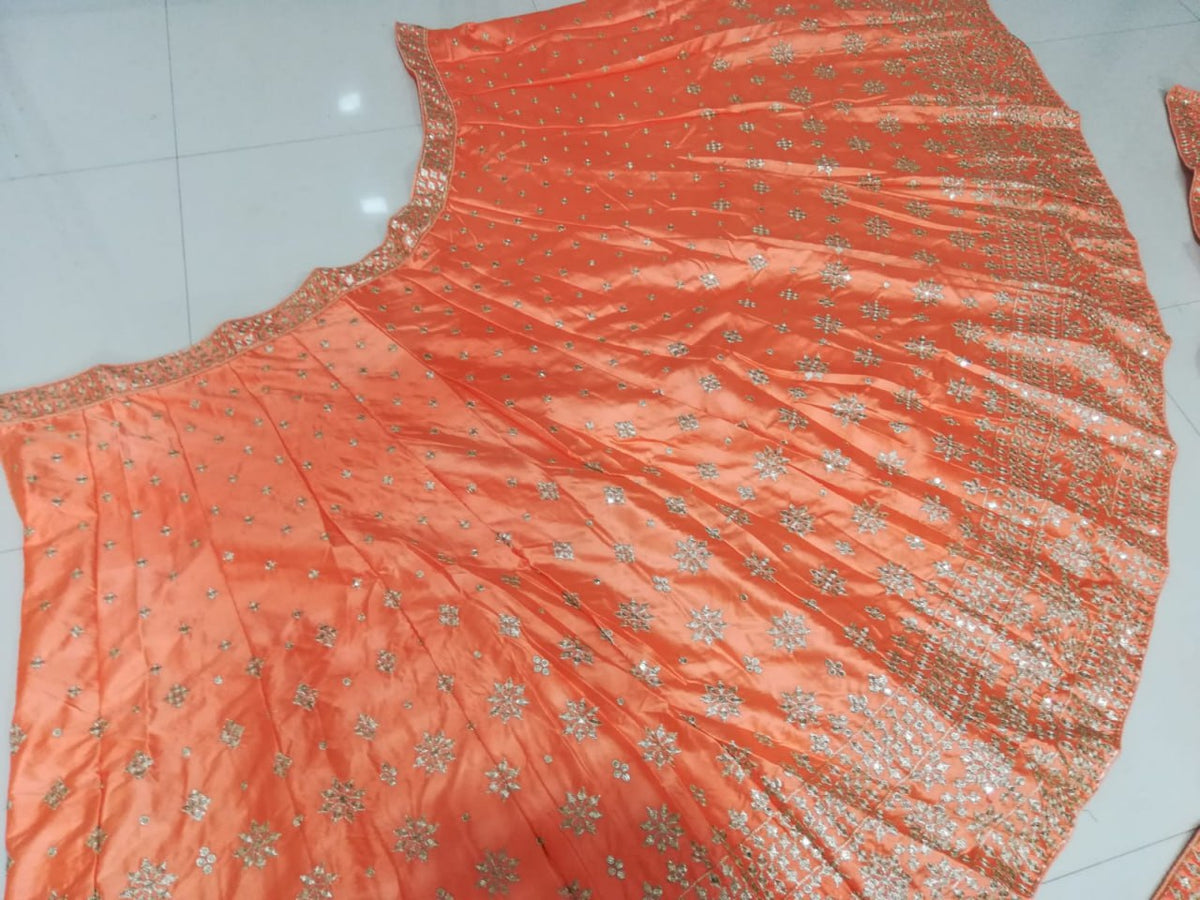Premium Devsena Silk Orange Lehenga Choli Set