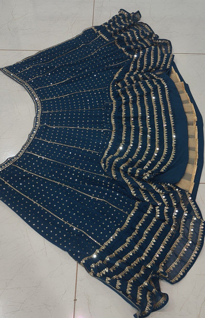 Exquisite Bottle blue Sequence Work Lehenga Set