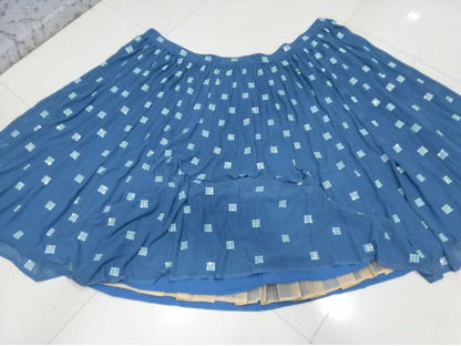 Elegant Dark Sky Blue Faux Georgette Lehenga Choli Set