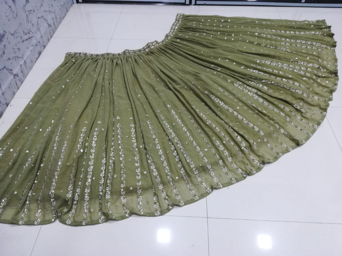 Georgette Sequin Jari Embroidered Lehenga Choli Set