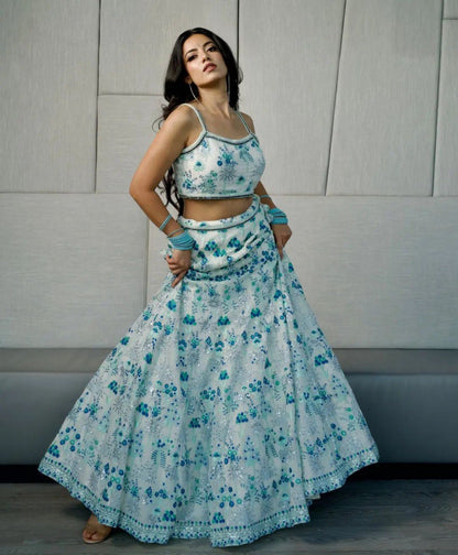 Exquisite Multi-Color Faux Georgette Lehenga Choli Set