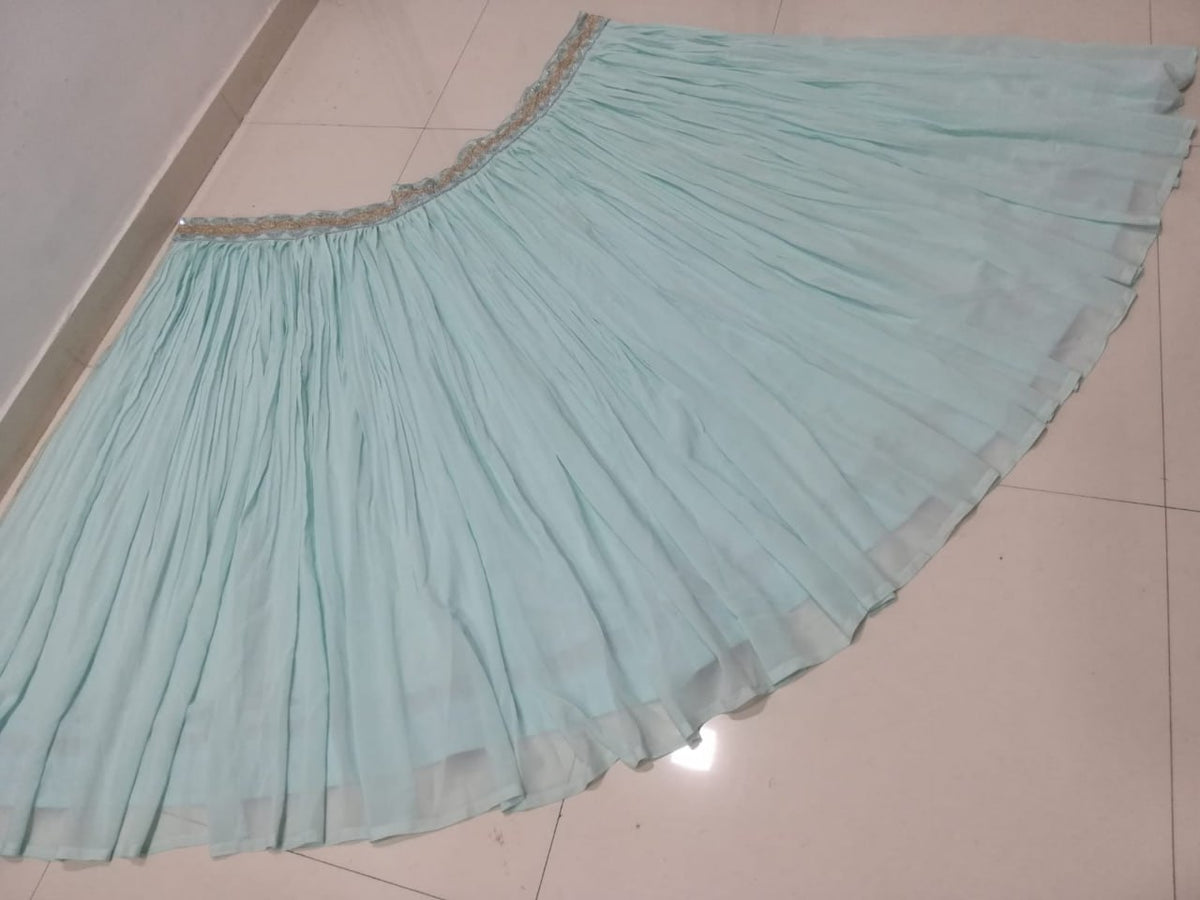 Turquoise Georgette Crush Work Lehenga Set