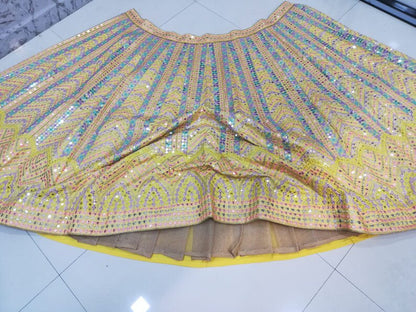 Radiant Yellow Multi-Work Dola Silk Lehenga Set