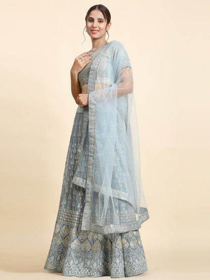 Exquisite Faux Georgette Sequin Embroidered Lehenga Set