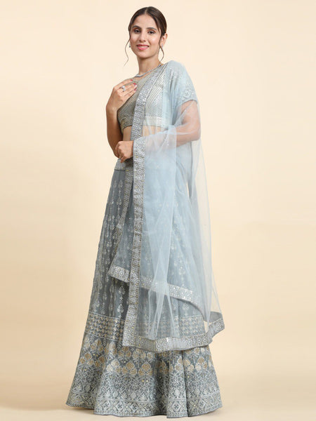 Exquisite Faux Georgette Sequin Embroidered Lehenga Set