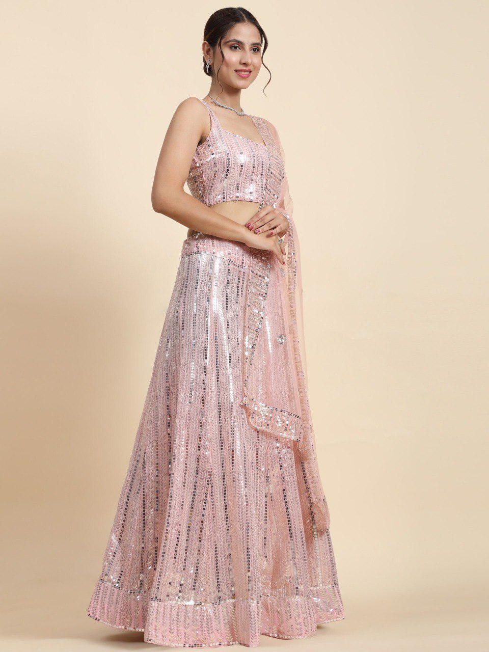 Georgette Sequin Embroidery Lehenga Set