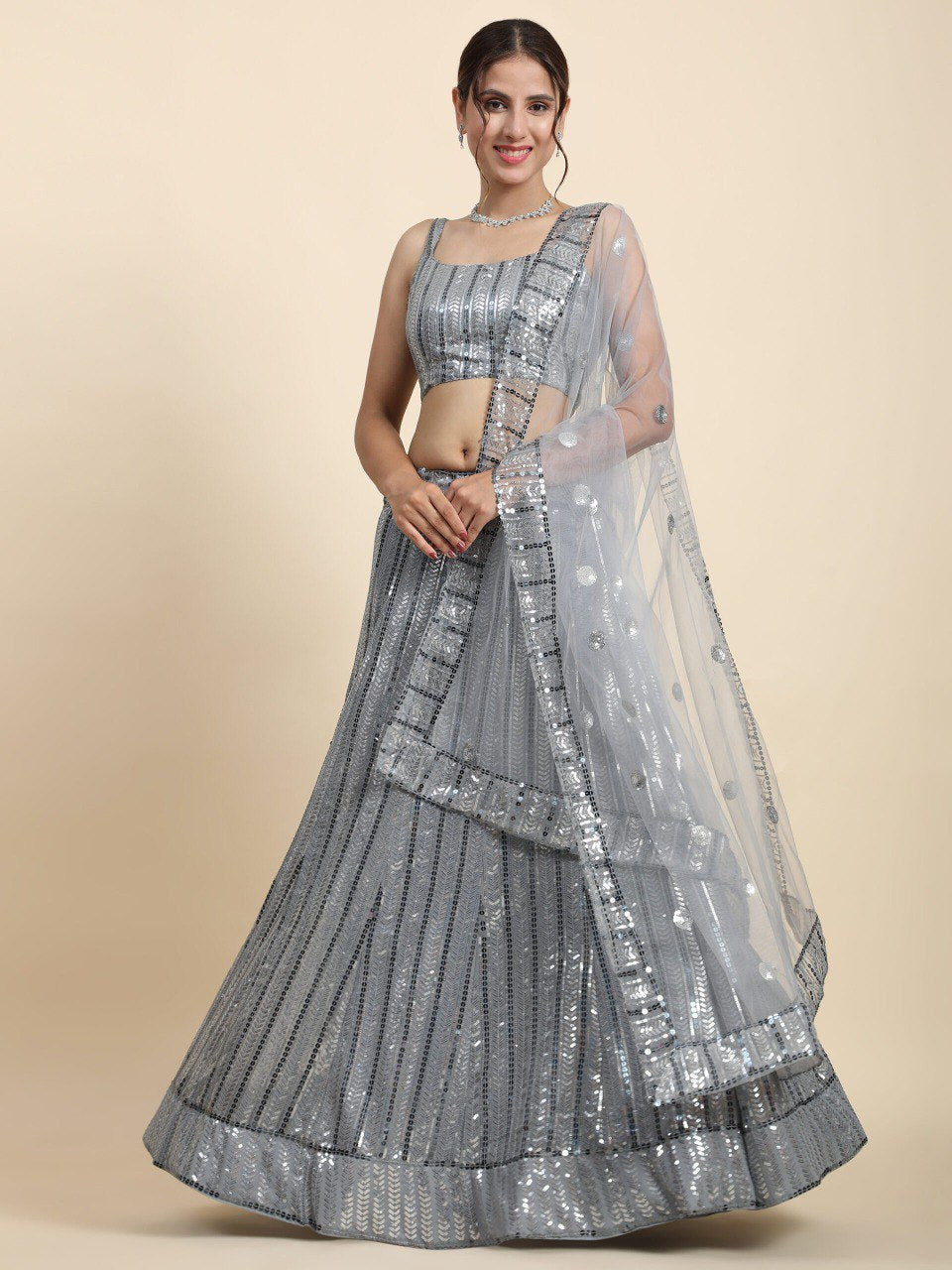 Premium Faux Georgette Sequin Embroidery Lehenga Choli Set