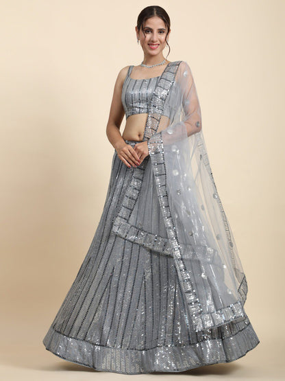 Premium Faux Georgette Sequin Embroidery Lehenga Choli Set