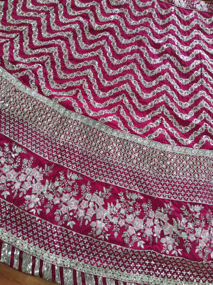 Exquisite Silk Embroidered Lehenga Choli Set with Sequins & Jari Detailing