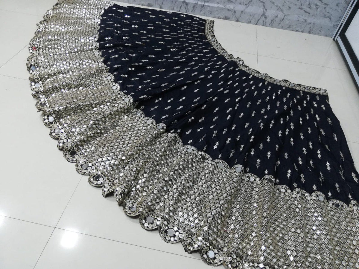 Premium Italian Silk Lehenga Choli with Thread & Paper Mirror Embroidery