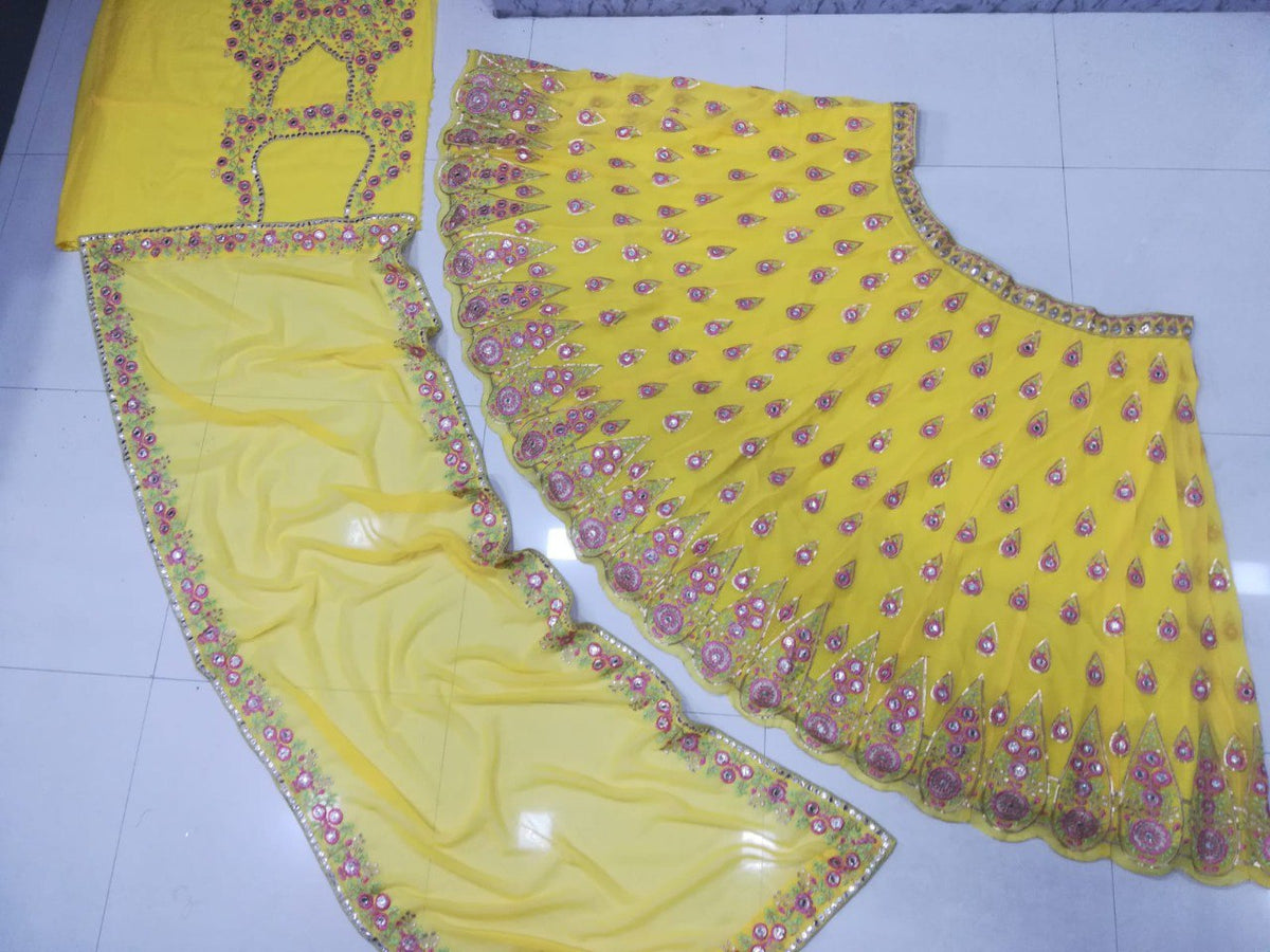 Radiant Yellow Faux Georgette Lehenga Choli Set