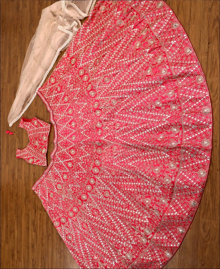 Elegant Pink Malai Satin Silk Lehenga Set