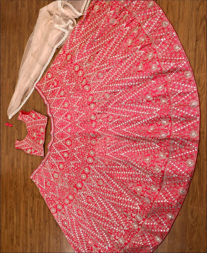 Elegant Pink Malai Satin Silk Lehenga Set