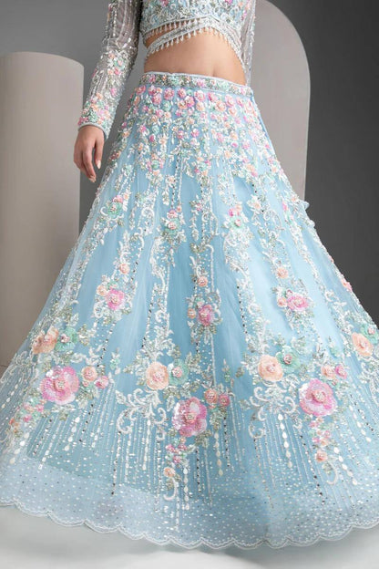 Premium Organza Silk Embroidered Lehenga Set
