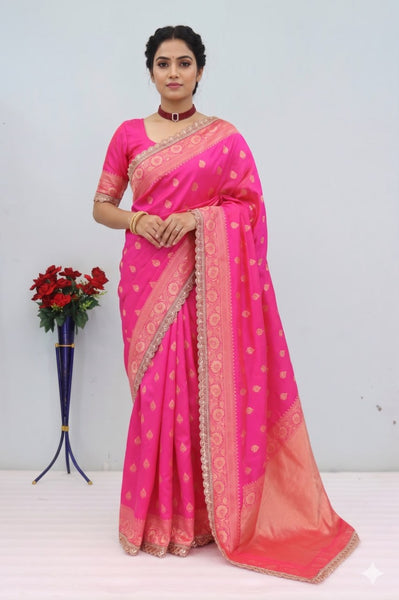 Banarasi Silk Saree with Matching Silk Blouse Piece