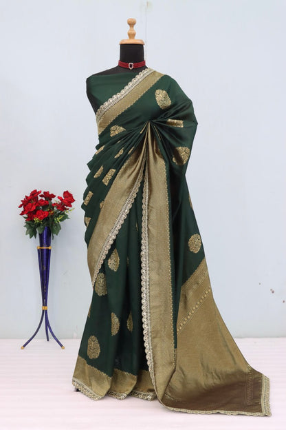 Banarasi Silk Saree With SIlk Blouse Piece For Women