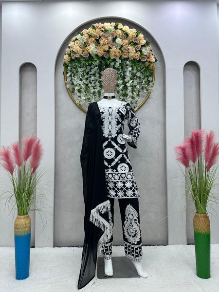 Designer Fancy Black And White Pakistani Salwar Suit