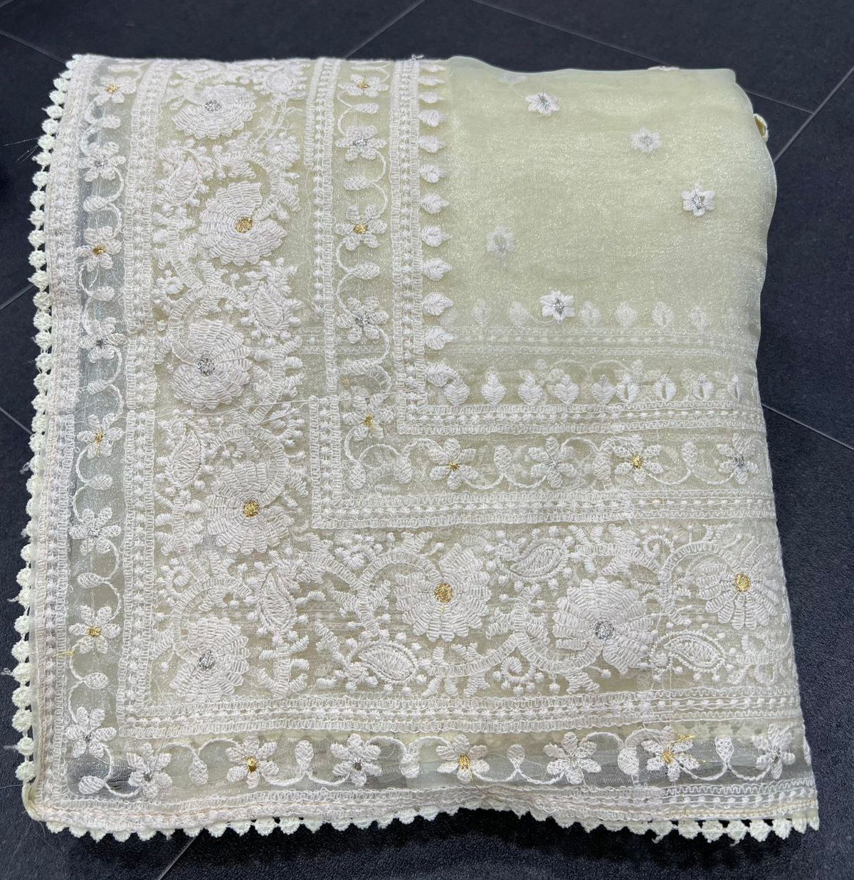Attractive Organza Silk With Fancy Embroidery Work Saree