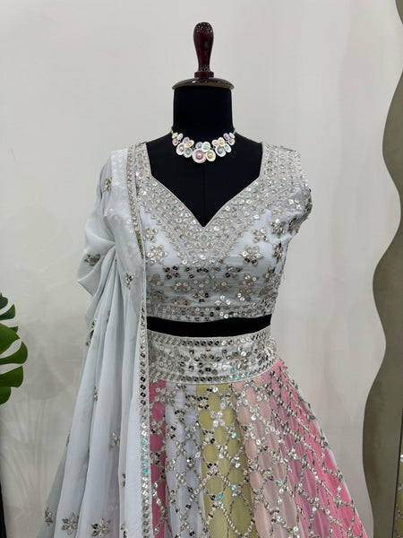 Multi Color Sequence Georgette Lehenga Choli
