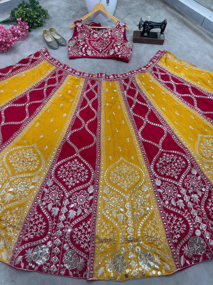 Latest Red Color Sequence Vichitra Silk Lehenga Choli
