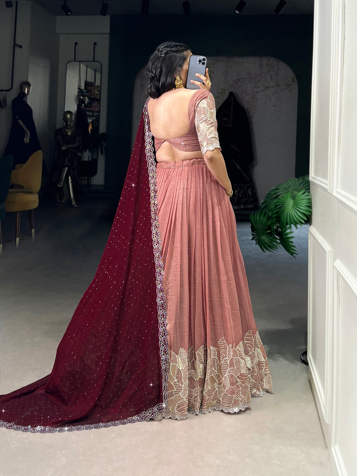 Latest Silver Glosy Sequence Work Lehenga Choli