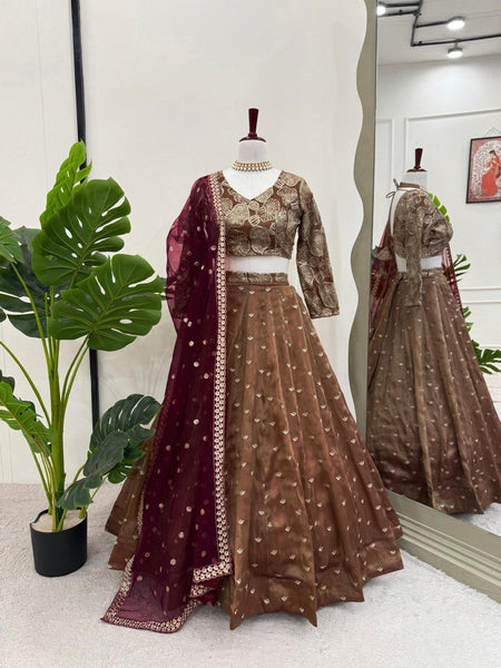 Letest Brown colour Jimmy Chu Sequnce Work Lehenga Choli