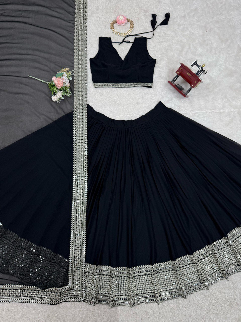 Letest Design Black Georgette Lehenga choli