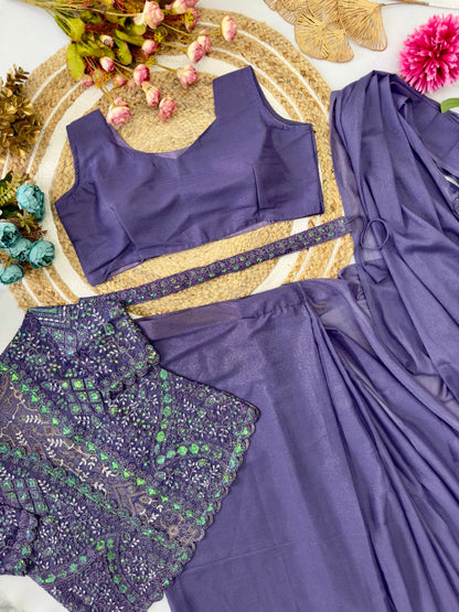 Latest Ready to wear Georgette Sequence Work Saree Jacket