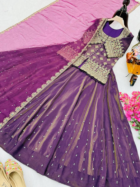 Latest Simmer Silk Moti Sequence Work Lehenga Choli