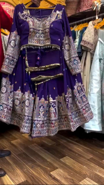 Wedding Wear Violet Georgette Sequence Work Lehenga Choli