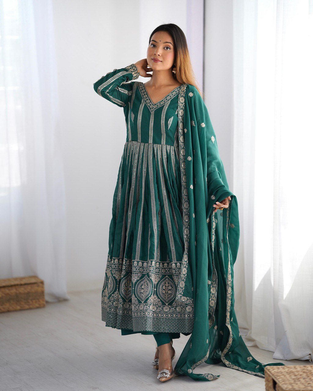 Designer Georgette Sequence Gown Set