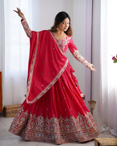 Wedding Wear Crape Silk Sequence Lehenga Choli