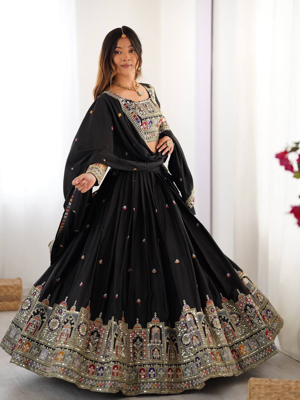 Wedding Wear Crape Silk Sequence Lehenga Choli