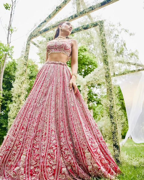 Wedding Wear Red Georgette Lehenga Choli