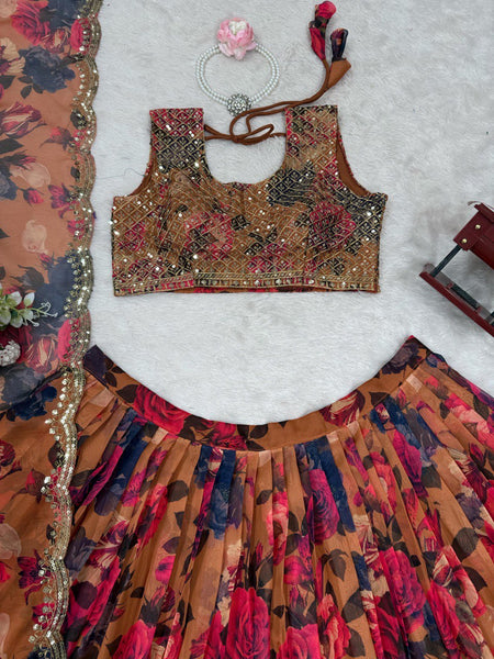 Letest Organza Full Stitched With Sequnce Work Lehenga Choli