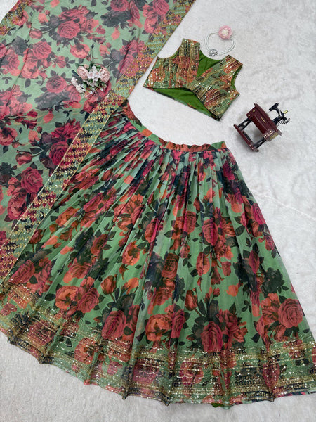 Letest Organza Full Stitched With Sequnce Work Lehenga Choli