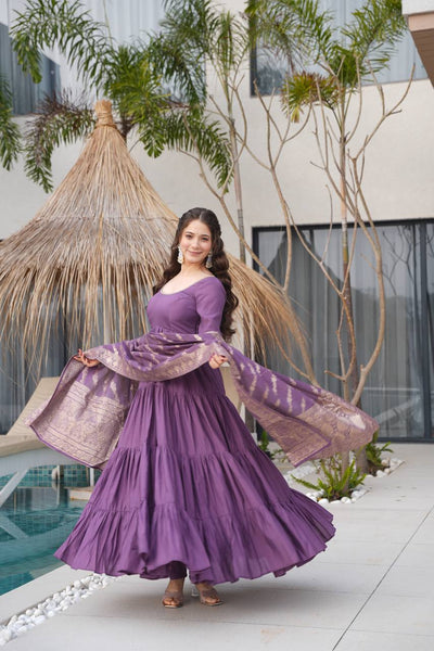 Trendy Roman Silk Chanderi Anarkali Suit